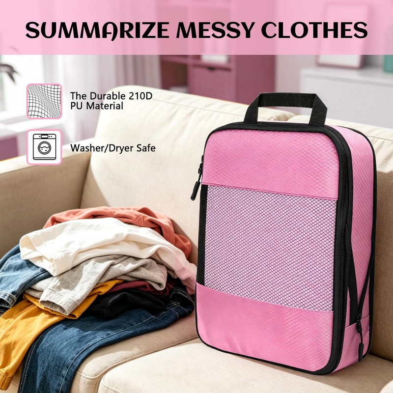 Compression Packing Cubes for Travel Organizer Boxes, Compressible Luggage Cubes