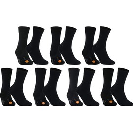 gigando Socks Pack for Men and Women with Motif, 3 to 8 Quality Cotton Socks without Seam, Fun, Long Stockings for Suit and Holiday, Black Reinforced Unisex Socks, 7 Pairs - Black / Mon-So