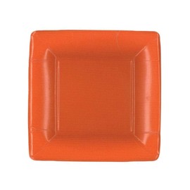 Caspari Grosgrain Square Paper Salad & Dessert Plates in Deep Orange - Pack of 8