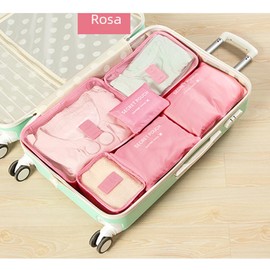 6 x Organizer Bags Suitcase Organizer Travel Bag Complete Set Luggage Organizer Bags Clothes Storage Suitcase Accessories for Travel Zipper Pink