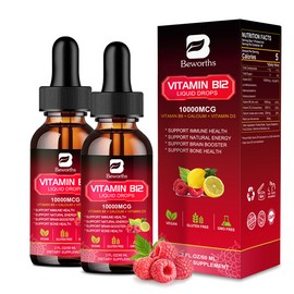 Beworths (2Pack)Vitamin B12 Supplement Liquid Drops Extra Strength Suport Immunity Energy