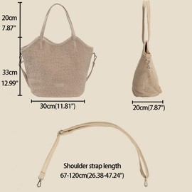 ZffXH Damen Große Fleece Sherpa Tote Bag Teddy Plüsch Flauschige Pelz Geldbörse Große Kunstfell Herbst-winter Shopper Handtaschen für Frauen Mädchen Crossbody Hobo Schultertaschen