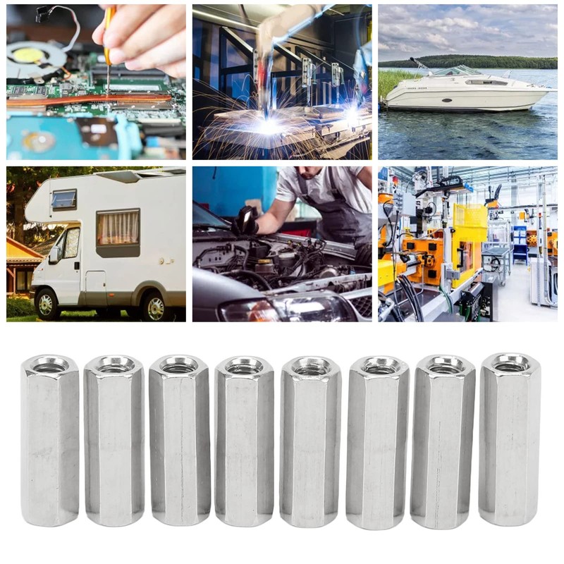 20 Pcs Hex Coupling Nut M5x0.8 25mm Length Stainless Steel