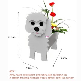 strolfay Maltese Dog Planter Plant Pots,Cute Garden Dog Flower Planter,Dog Planters Birthday Gifts for Women,Office,Indoor/Outdoor Decor（9.45 * 7.36 * 13.39in）