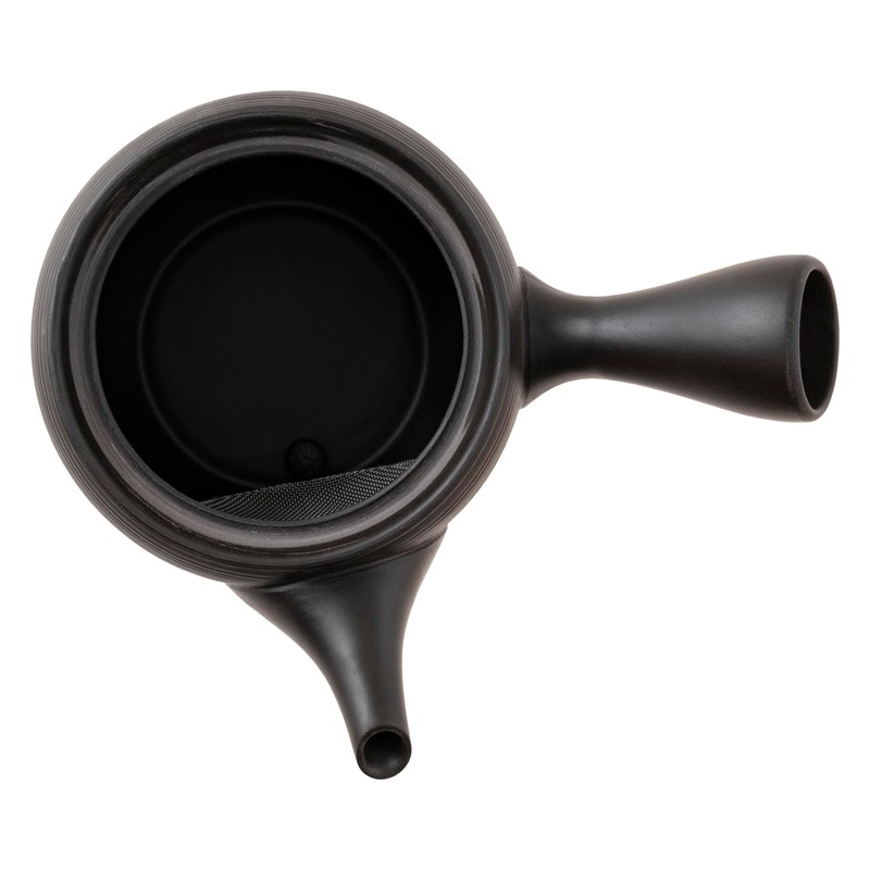 Tokonameyaki Teapot by Aoyama, Black Line Pattern, 600ml, Refreshing Strainer,