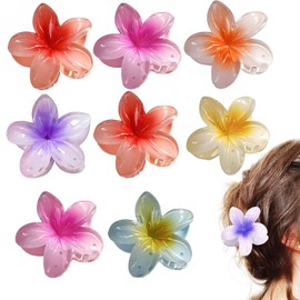 Flower Hair Claw Clips, Hawaiian Plumeria Hair Accessories,Flower for Women,Nonslip Girls,Fabulous color Large Claw Clips for Wedding, Party, Vacation, Beach Decoration (Multicolor, 8)