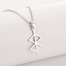 VASSAGO Viking Peace Runes Pendant Viking Rune Necklace Viking Symbol Stainless Steel Nordic Rune Talisman Pagan Jewelry Gift For Men Women (Steel)