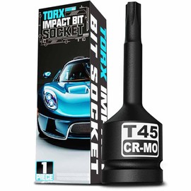KIRXST T45 Profile Impact Star Socket Bit, 1/2" Torx Profile Socket, Length 78mm Impact Torx Bit Socket for Automotive Repair and Mechanical Maintenance