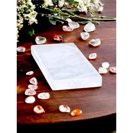 vingardium leviosa Rectangular Selenite Large Charging Plate Healing White Crystal Slice Therapeutic 20cmx10cm Cleansing Charge Your Towers Larger Statement Pieces Meditation Home Decoration Gift (Polished)