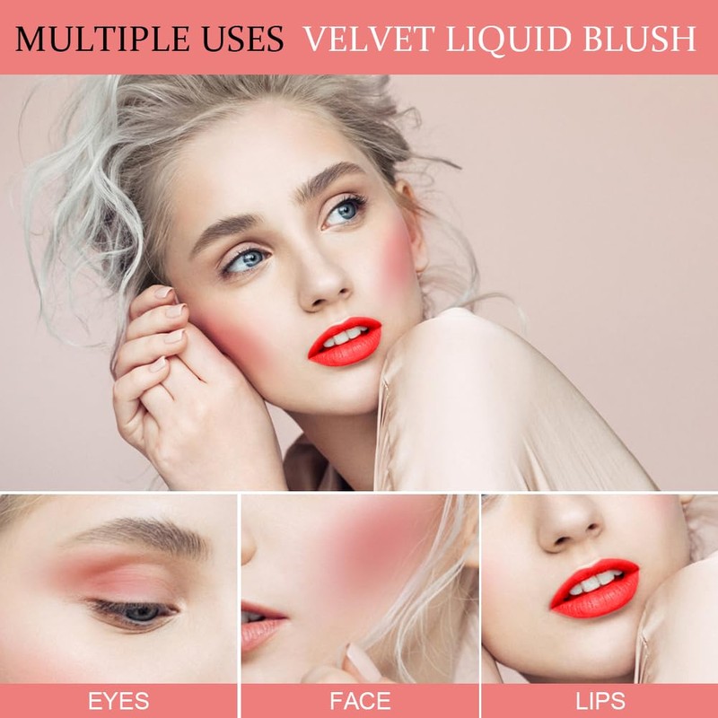 LOPHE Liquid Blush for Cheeks, Soft Cream Liquid Blush, Natural-Looking