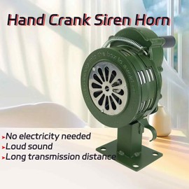 YuYBrightmi Base Mount Hand Crank Alarm Hand Crank Air Raid Siren – 110dB Loud Manual Emergency Alarm, Base/Table Mount Outdoor Warning Siren for Survival & Safety