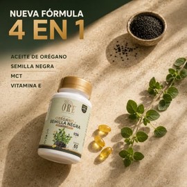 ORE Capsulas de Aceite de Oregano con Semilla Negra, MCT y Vitamina E, 500 mg, 60 Softgels