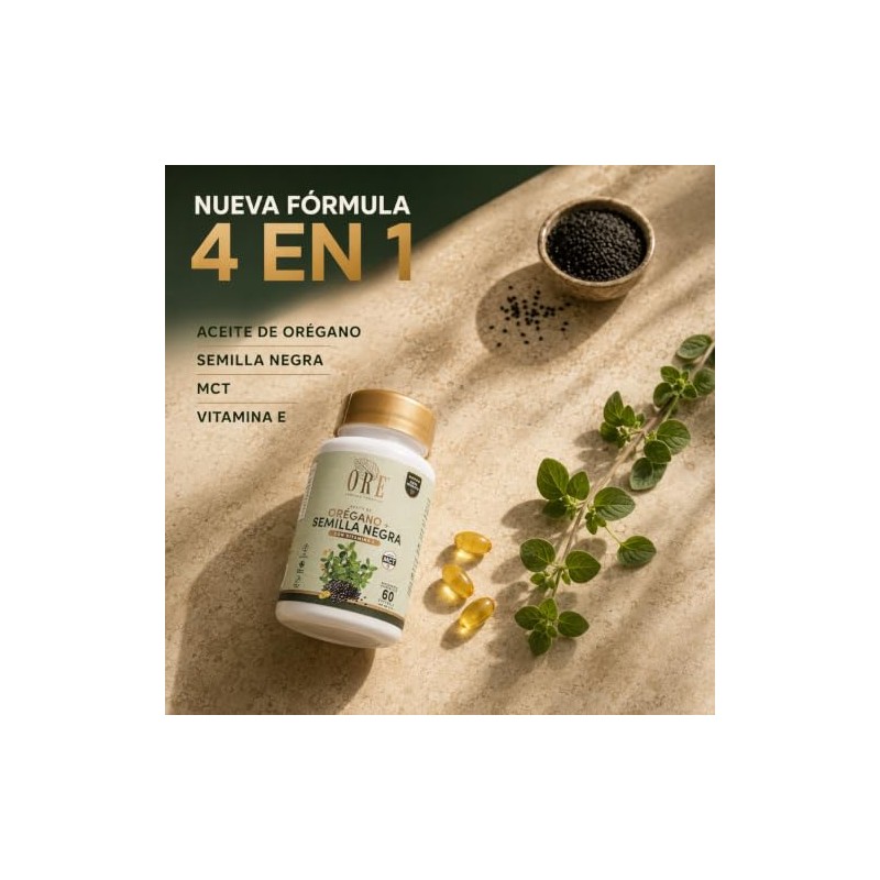 ORE Capsulas de Aceite de Oregano con Semilla Negra, MCT