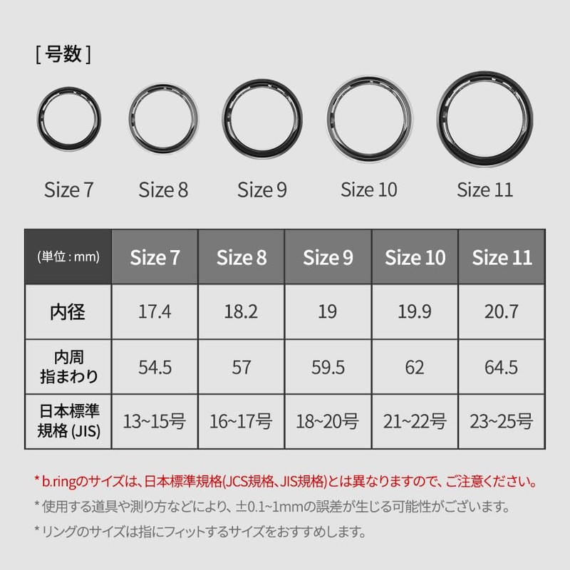 [B.ring] Bling Smart Ring, Black, No. 9