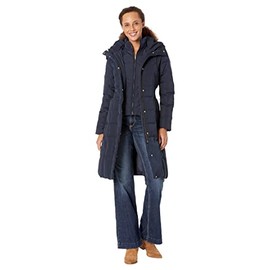 Cole Haan womens Taffeta With Bib Front and Dramatic Hood Down Alternative Outerwear Coat, Deep Navy, Large US