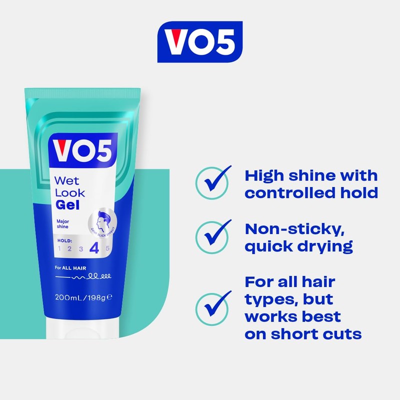 VO5 Wet Look Styling Gel, High Shine Hair Styling Product,