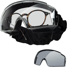 ONETIGRIS Goggles Over Glasses, Anti Fog Eyeglasses, Safety OTG Goggles Protection with Interchangeable Len - Color: Black