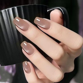 BHIDENAW Nail Tips, Short, Set of 24, Popular, Japanese Style, Cute, Simple, Stylish, Coming-of-Age Ceremonies, School Entrance Ceremonies, Graduation Ceremonies, Weddings, Parties, Nail Stickers, Bride Nails, Glossy Fake Nails (Popular -105, M)