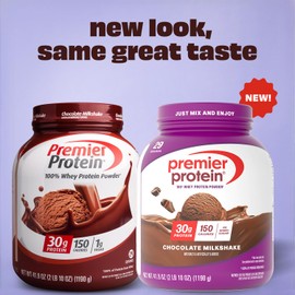 Premier Protein Powder, Chocolate Milkshake, 30g Protein, 1g Sugar, No Soy, Gluten Free, 41.9oz, 29 Servings (Packaging May Vary)
