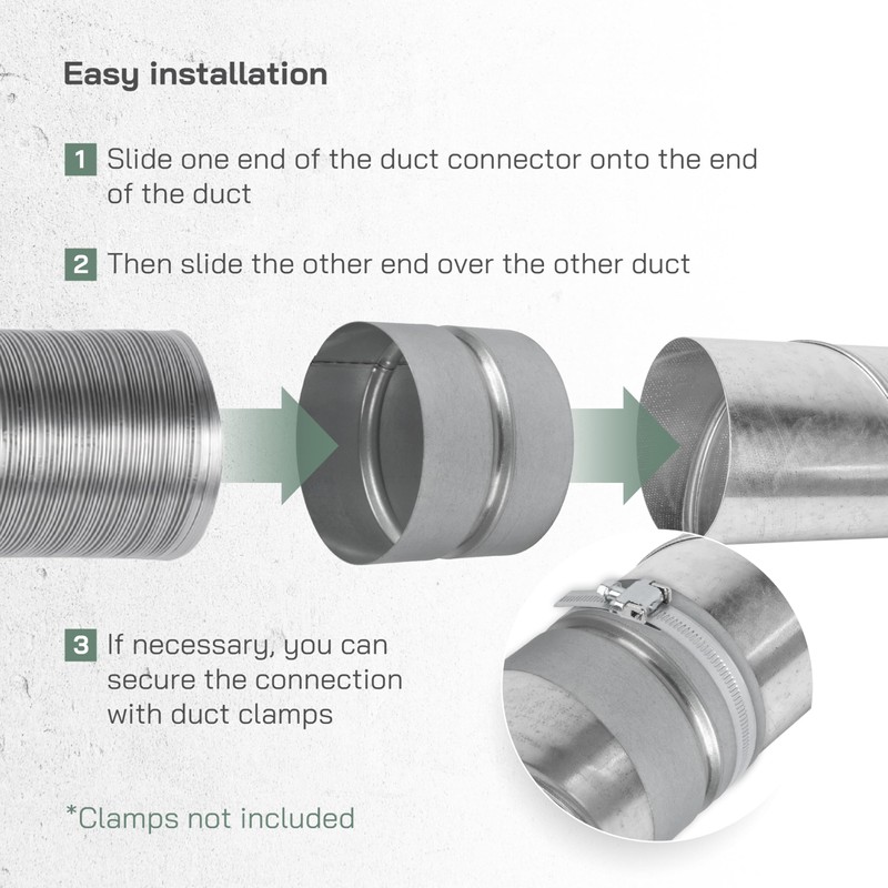 Vent Systems 8'' Inch Galvanized Steel Duct Connector - Round
