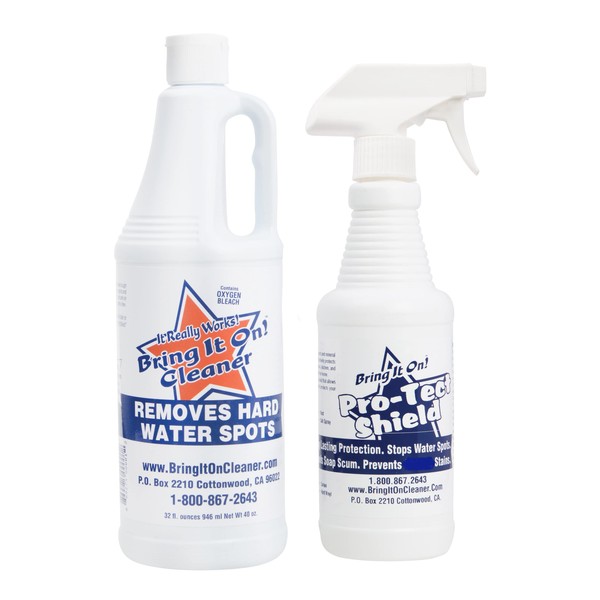 Bring It on Cleaner Professional Hard Water Stain Remover & Glass Shield Sealant - Tiles, grout, Windows, Fiberglass, Chrome, Tubs, Toilets