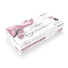 ASKON Unigloves Unigloves Fancy Rose Nitrile Gloves, Shiny Pink, Disposable Gloves, Non-Sterile, Latex-Free, Powder-Free, Food-Safe, Protection Against Viruses, Fungi and Bacteria (M (7-8))