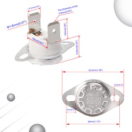 Aopin Thermal Control Switch KSD301 Normal Closed NC 100 Degree 250V High Current 30A Thermostat Temperature Switch 2pcs