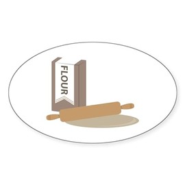 CafePress Rolling Pin & Flour Sticker Oval Car Bumper Sticker