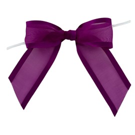 Pre-Tied Purple Organza Bows - 4 1/2" Wide, Set of 12, Craft Ribbon Bow, Satin Edge, Halloween, Wedding Embellishments, Party Favors, Gift Basket, Birthday, Christmas, Mardi Gras, Easter