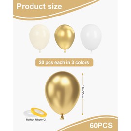 TPZORJX Balloons Beige Gold Apricot, 60 Pieces 12 Inch Metallic Gold Sand White Cream Balloons, White Golden Apricot Latex Balloons Set for Birthday Baby Shower Wedding Party Decoration