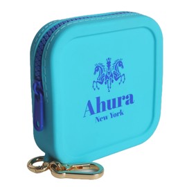 Ahura Blue Silicone Cosmetic Bag – Travel Makeup Bag, Coin Purse & Zipper Pouch – Solid Fragrance & Cosmetic Organizer – Reusable Toiletry Bag for Purse, Gym, Beach & Travel (Blue)