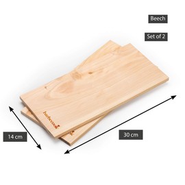 barbecook Set of 2 Beech Wood Grill Boards for Grilling and Smoking for a Special Aroma for BBQ Flamed Salmon or Meat