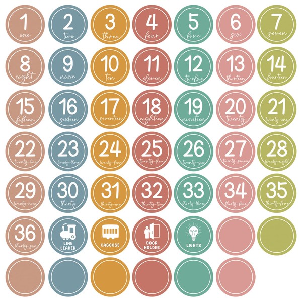 48pcs Line Up Spots for Classroom Floor Boho Number Line