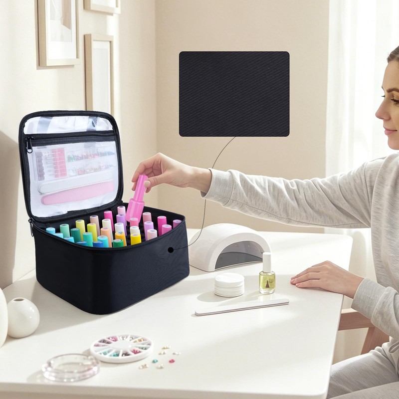 YAHOURWAT Nail Polish Organizer Case Holds 30 Bottles(15ml-0.5 fl.oz)