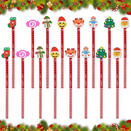 KIKVTER Christmas HB Pencil, Pack of 24 Christmas Pencils, School HB Pens Set, Wooden Pencils for Children, Pencil with Eraser, Christmas Pencils for Children Party Favour