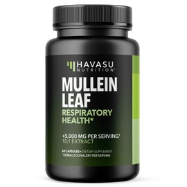 Mullein Leaf Capsules for Respiratory Health - 5000mg Extract 10:1 for Lung Support and Immune Function - 60 Count - Vegan, Non-GMO Capsules - Herbal Supplement for Daily Wellness - 2 Month Supply