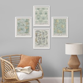 SIGNWIN Framed Poster Classic William Morris Floral Pattern Wilderness Nature Illustrations Fine Art Decorative Country/Farmhouse Vintage for Living Room, Bedroom, Office - 8"x10"x 4 WHITE
