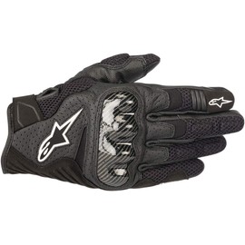 Alpinestars SMX-1 Air V2 Gloves, Short Cuff Fit, Leather and Mesh Construction, CE-Certified, Ergonomic Protection, Summer Riding Glove, XL, Black