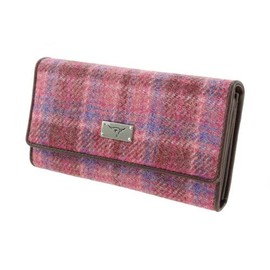 Glen Appin Harris Tweed Ladies Long Fold-Over Purse LB2106 (Colour 103 Pink Check)