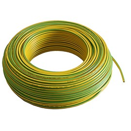 Wire cable, wiring cable, grounding cable, single wire, flexible, PVC cable, H07 V-K 6 mm², colour: yellow/green, 5 m/10 m/20 m/25 m/30 m/50 m/100 m, freely selectable (10 metres)