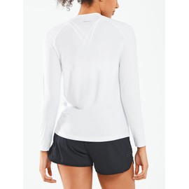 ALLZERO Rash Guard for Women UPF 50+ Long Sleeve Sun Shirts Quick Dry SPF Shirts for Workout Hiking Fishing White-L