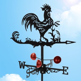 Rooster Weathervane, Metal Wind Vane Roof Mount Weather Chicken Wind Vane Wind Direction Indicators Weather Vane Ornament for Shed Farmhouse Yard Patio Decor (Roosters)