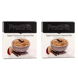 PROTIFIT - High Protein Apple Cinnamon Oatmeal Mix 2 Pack, 15g Protein, Low Calorie, Low Fat, Low Sugar, Low Carb, Ideal Protein Compatible, 7 Servings Per Box, (2 Pack)
