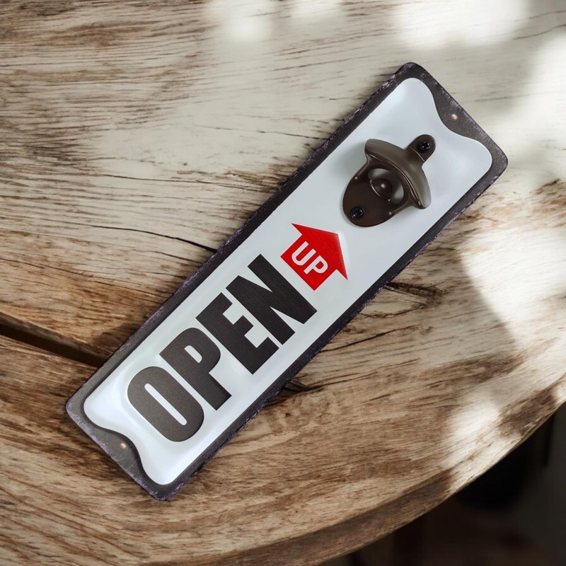 Retro Open Up Metal Wall Bottle Opener