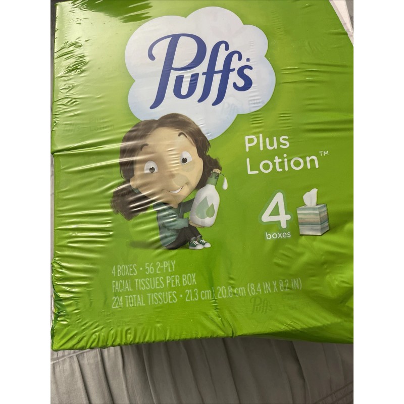Puffs Plus Lotion 2-Ply Facial Tissues, White, 56 Sheets Per