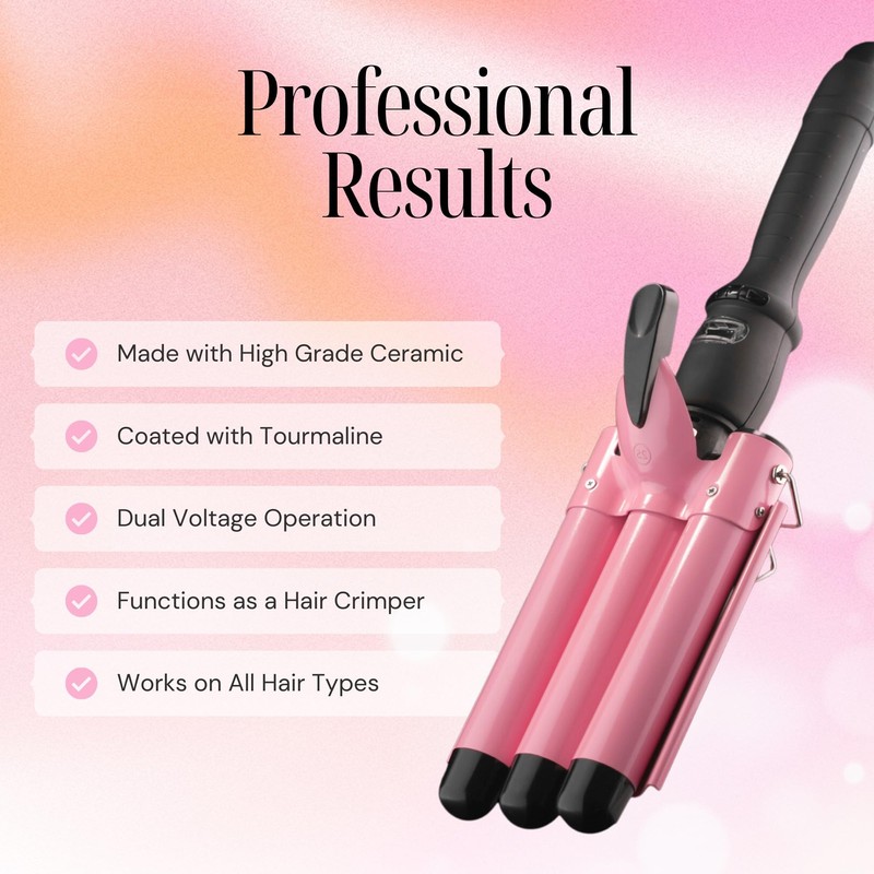 Alure Three Barrel Curling Iron Wand Hair Waver with LCD