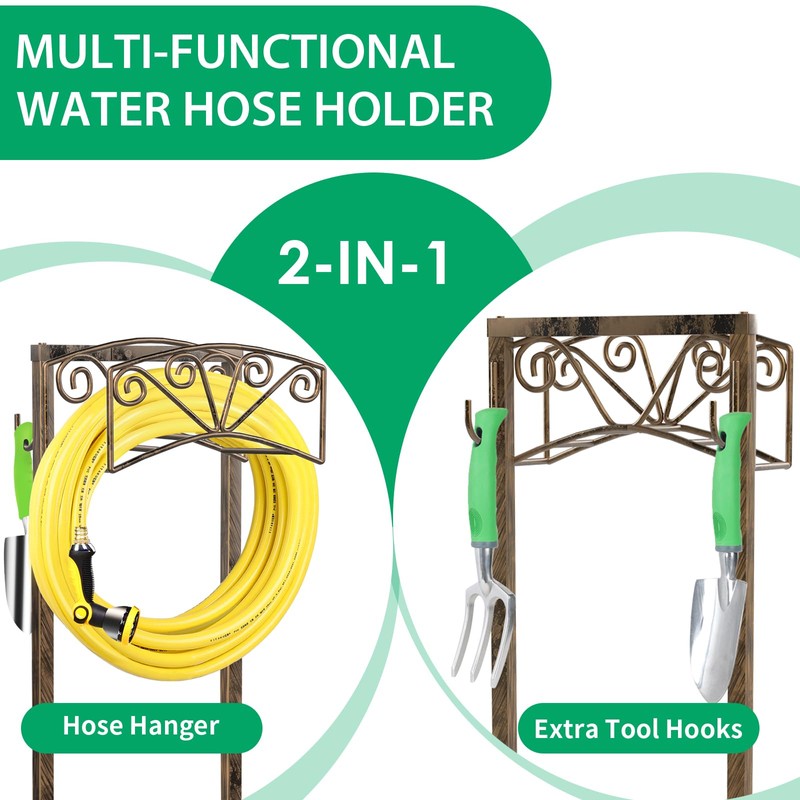 TomCare Garden Hose Holder Upgraded 4 Spikes Water Hose Holder