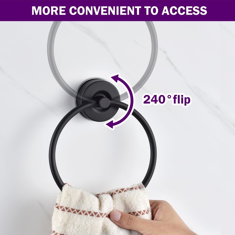 JOMOLA Stainless Steel Suction Towel Ring, No-Drill Bathroom Organizer for