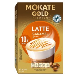 Mokate Gold Premium Latte Caramel Flavour with Caramel in Powder *2x boxes 10x sachets*