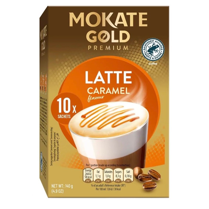 Mokate Gold Premium Latte Caramel Flavour with Caramel in Powder